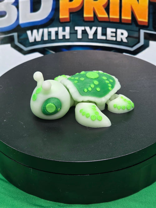 Alien Turtle- Glow in the Dark – Articulated 3D Printed Turtle Toy