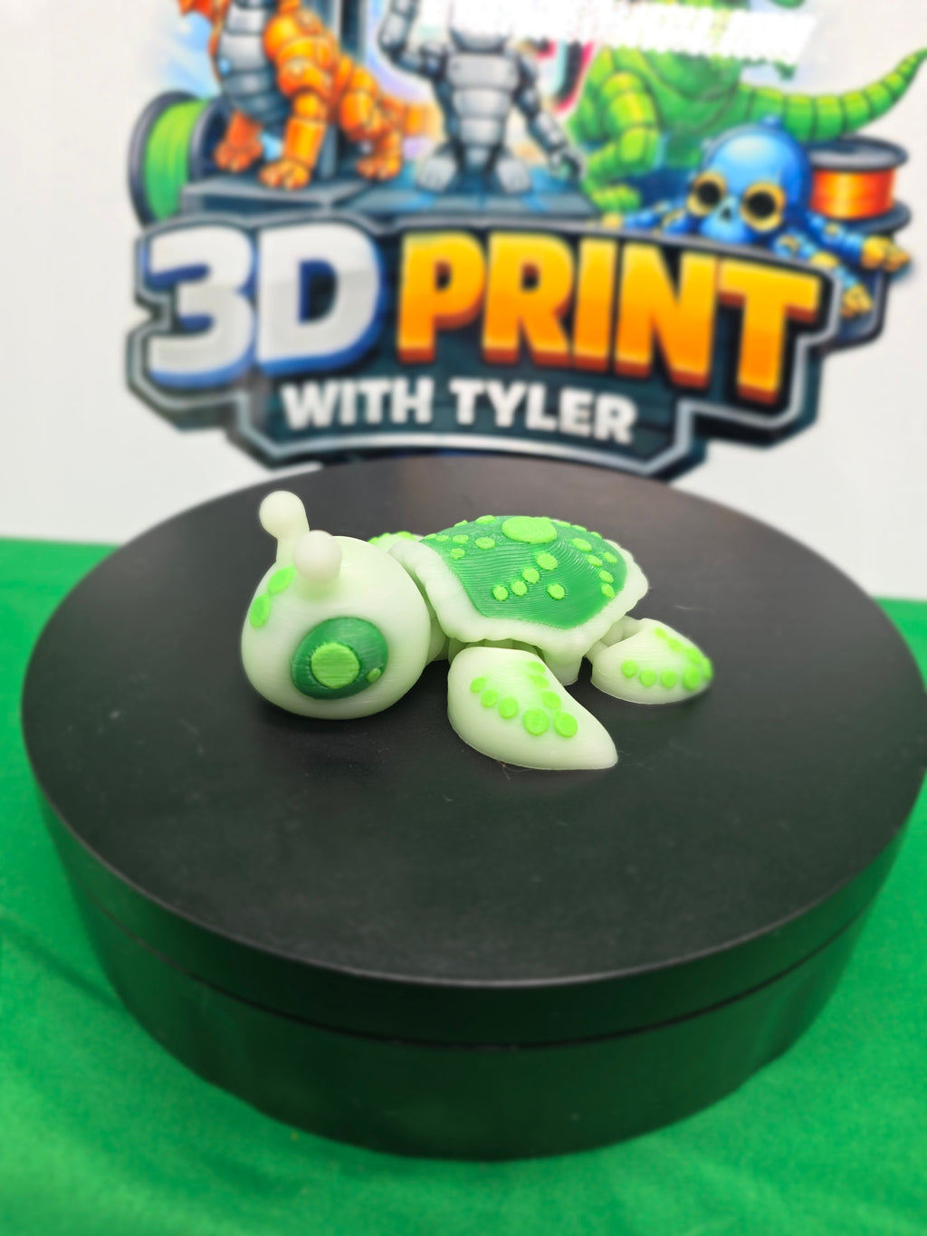 Alien Turtle- Glow in the Dark – Articulated 3D Printed Turtle Toy
