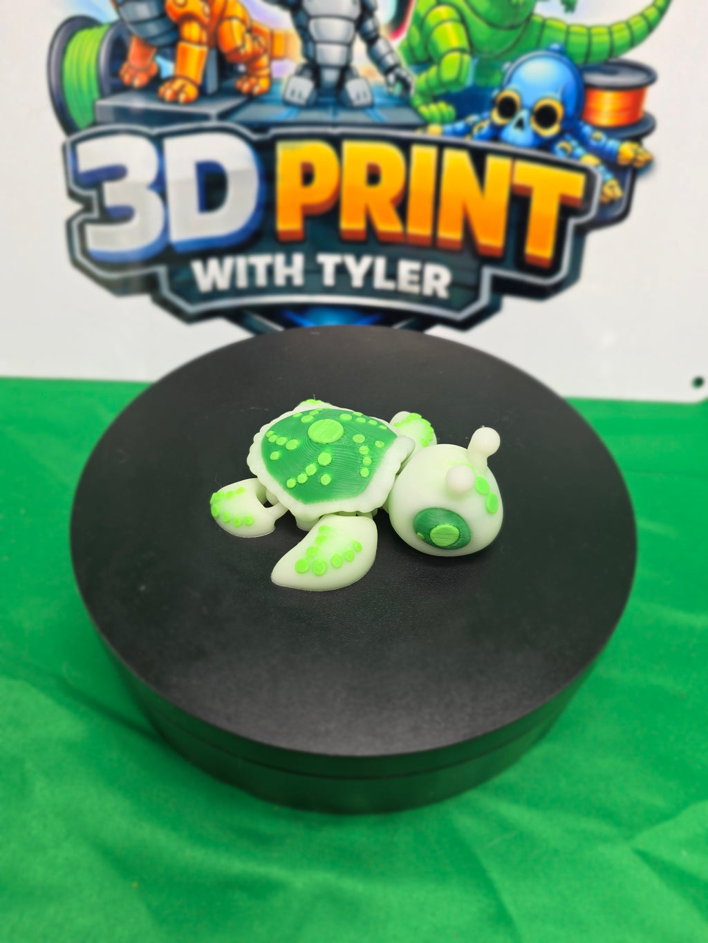 Alien Turtle- Glow in the Dark – Articulated 3D Printed Turtle Toy
