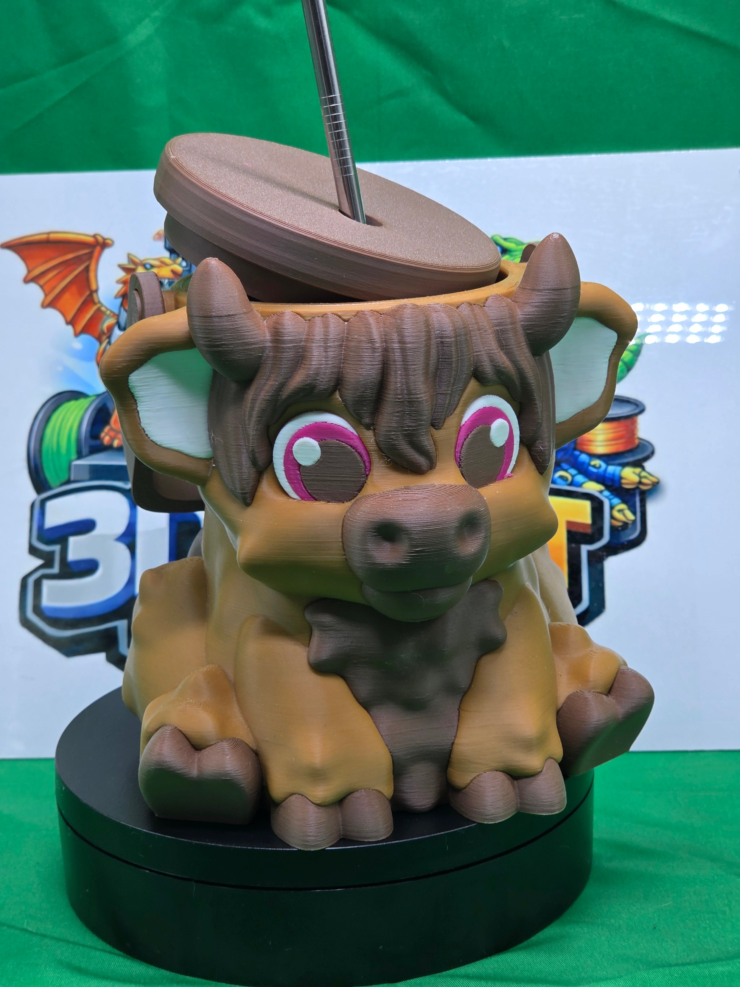 3D printed Highland Cow drinks holder