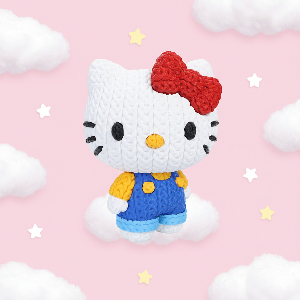 Knitted Hello Kitty 3D Printed Model