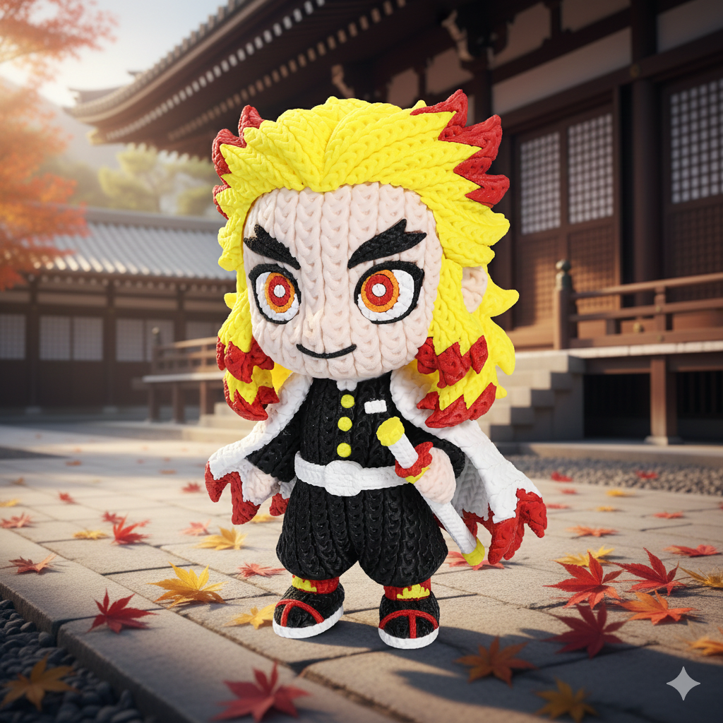Knitted Rengoku 3D Printed Model | Demon Slayer