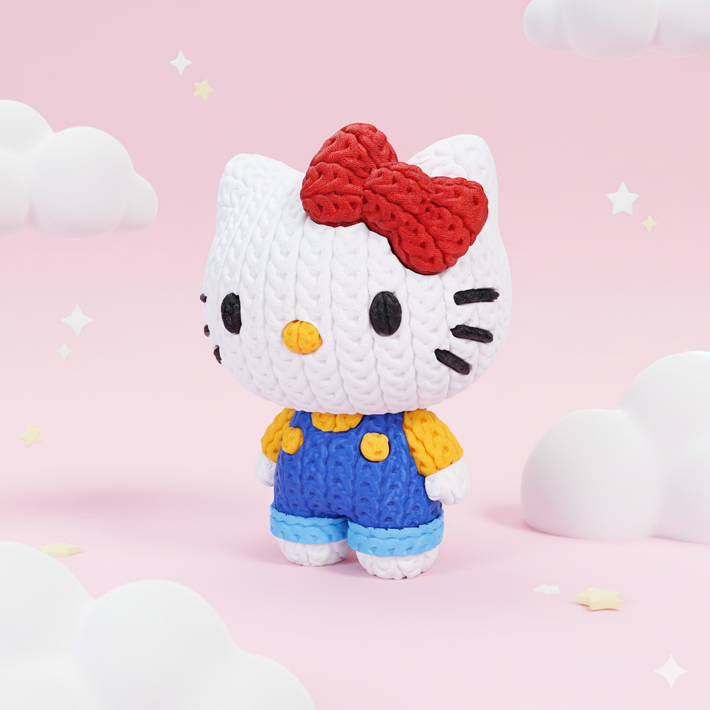 Knitted Hello Kitty 3D Printed Model