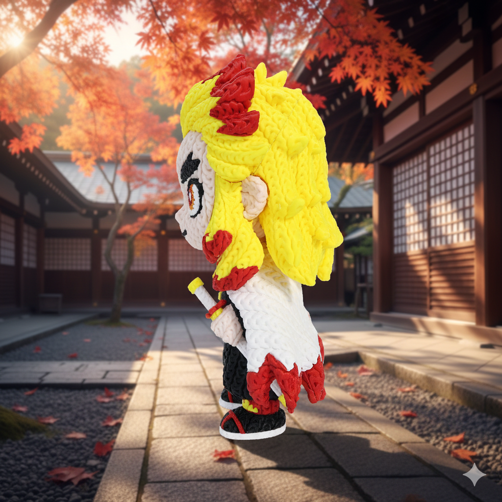 Knitted Rengoku 3D Printed Model | Demon Slayer