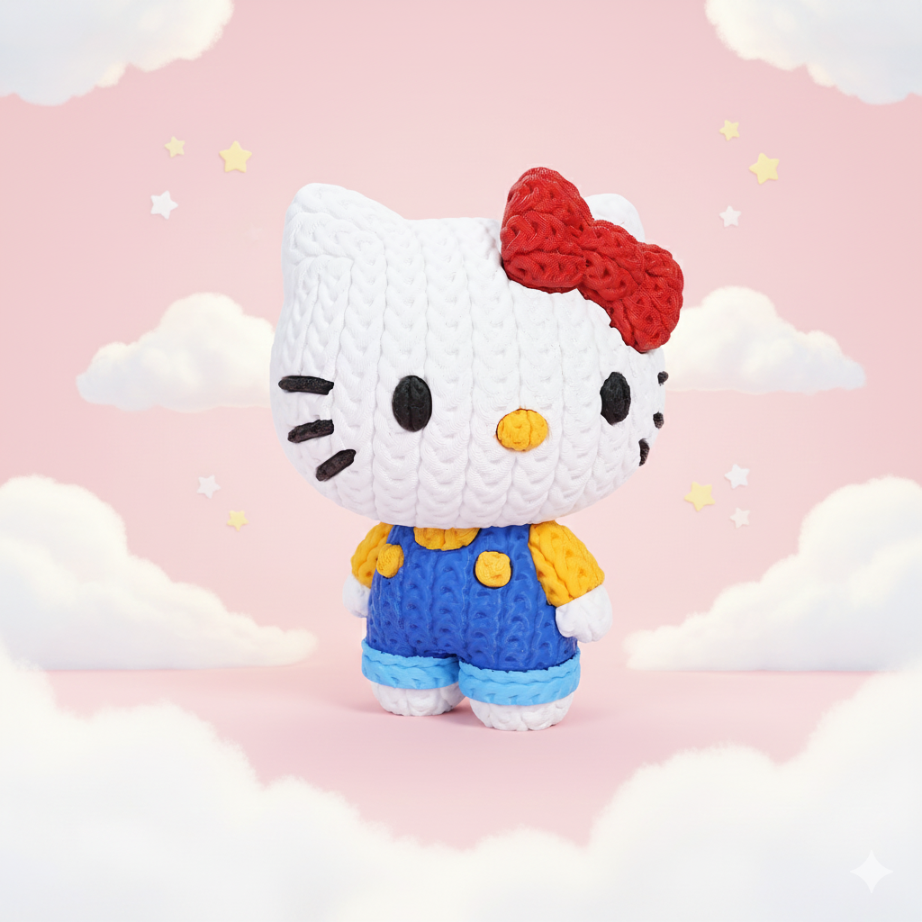 Knitted Hello Kitty 3D Printed Model