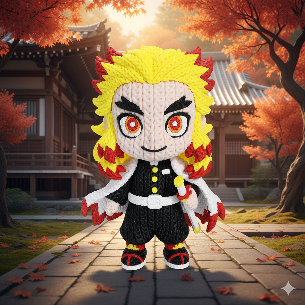 Knitted Rengoku 3D Printed Model | Demon Slayer