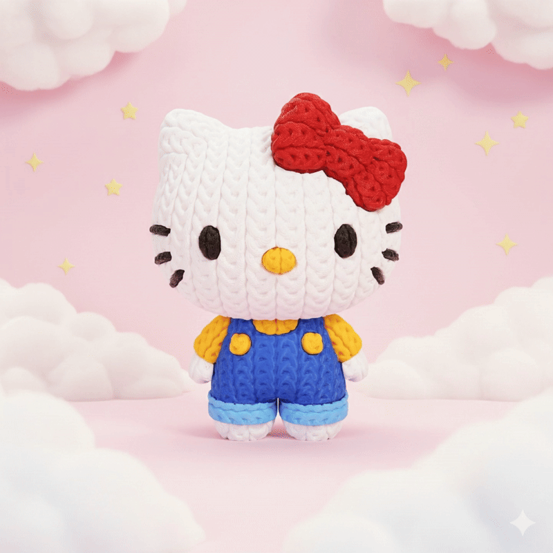 Knitted Hello Kitty 3D Printed Model